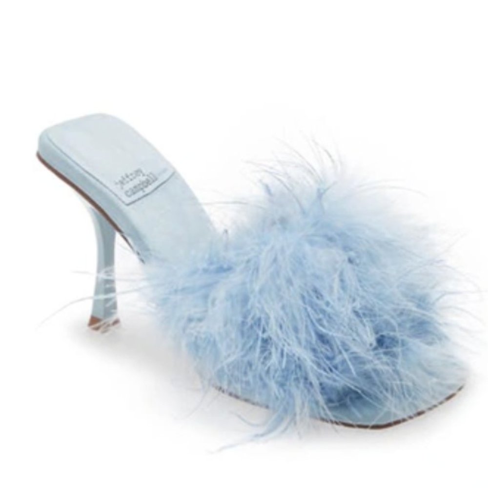 JEFFREY CAMPBELL Chauffeur Slide Sandal In Baby Blue Combo